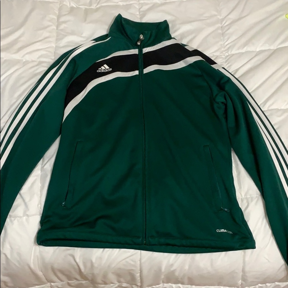 Green athletic zip up sweater